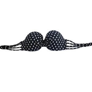Strapless Black and White Bikini Top Size 36C